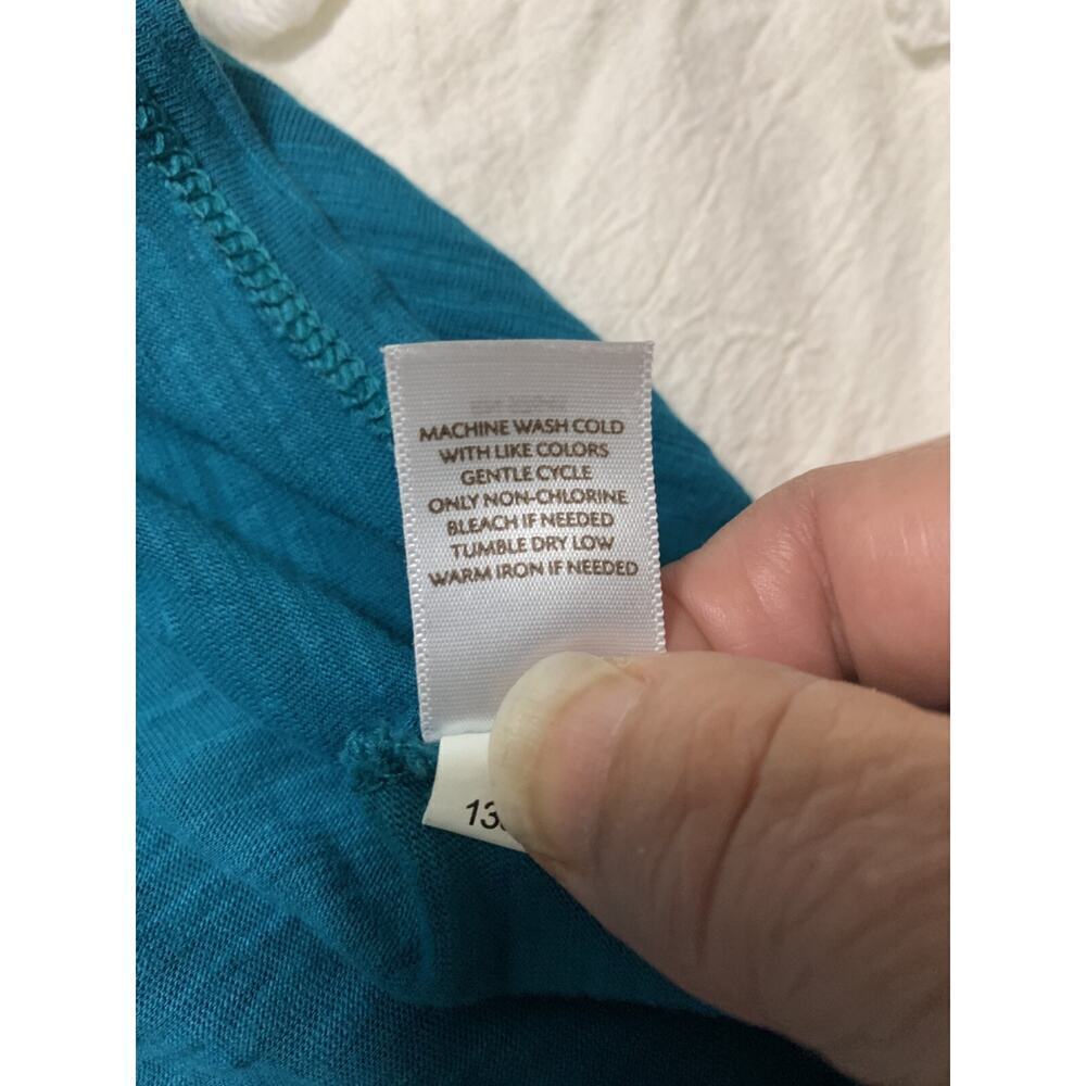 J Jill Tunic Top XlL 100% Cotton Teal Blue Long sleeve Button Front Coastal - Picture 9 of 9